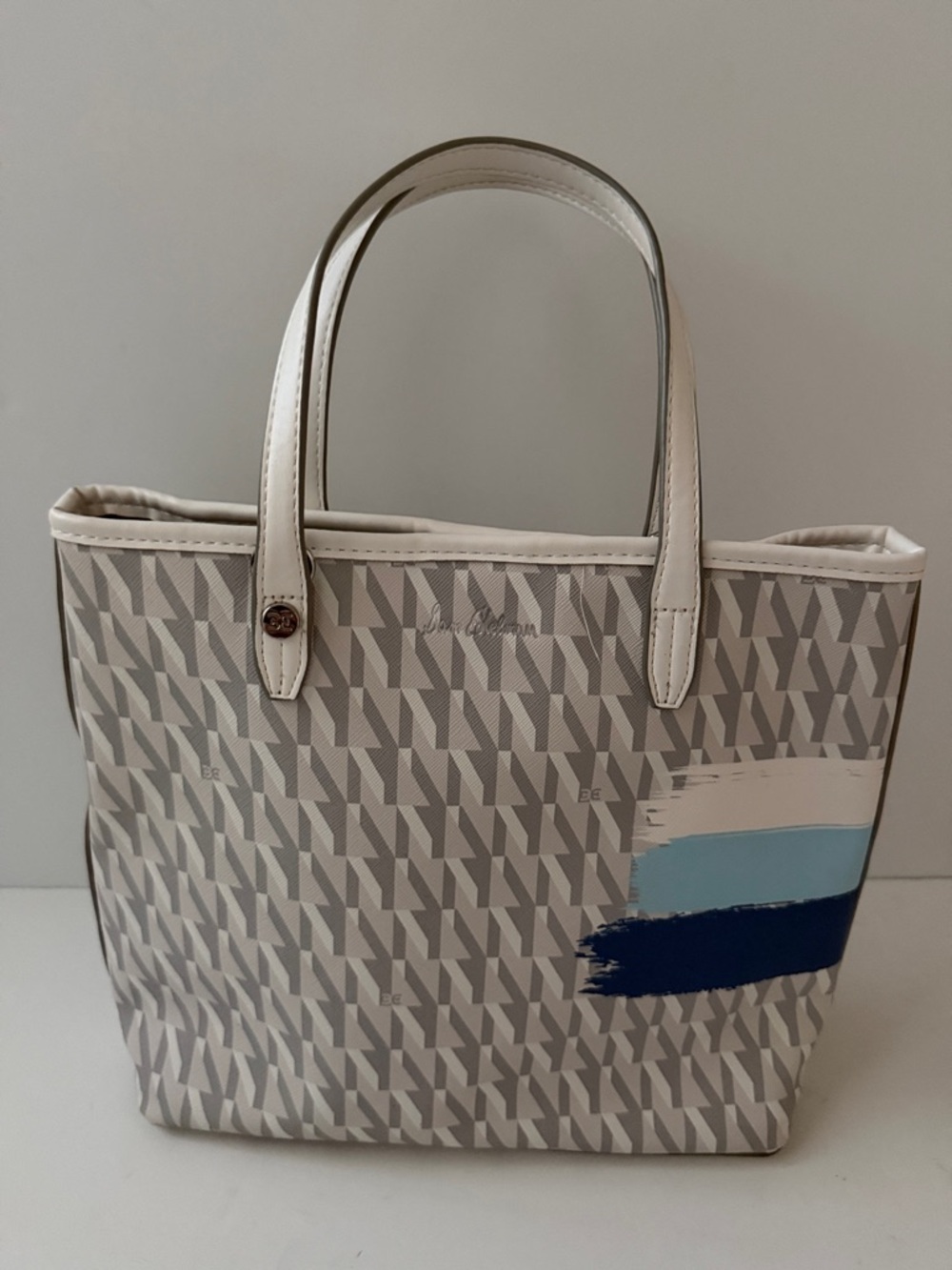 Sam Edelman Cream and Blue Patterned Tote